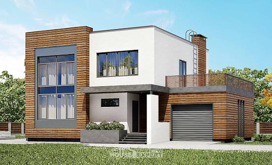 220-003-П Проект двухэтажного дома, гараж, средний загородный дом из твинблока Обнинск | Проекты домов от House Expert