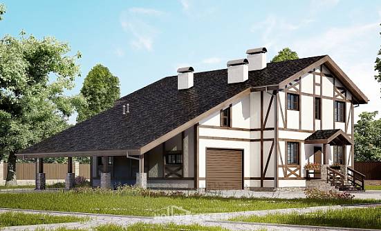 250-002-Л Проект двухэтажного дома мансардный этаж, гараж, простой домик из кирпича Калуга | Проекты домов от House Expert