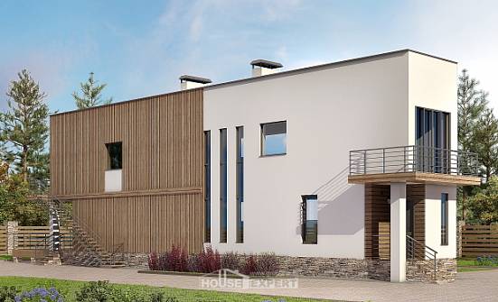 100-003-Л Проект двухэтажного дома, современный коттедж из поризованных блоков Малоярославец | Проекты домов от House Expert