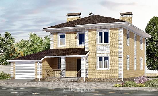 220-006-Л Проект двухэтажного дома и гаражом, средний загородный дом из пеноблока Людиново | Проекты домов от House Expert