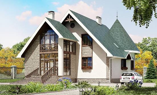 170-003-Л Проект двухэтажного дома с мансардным этажом, уютный домик из керамзитобетонных блоков Ермолино | Проекты домов от House Expert