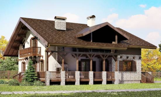 250-003-П Проект двухэтажного дома мансардой, огромный домик из пеноблока Козельск | Проекты домов от House Expert