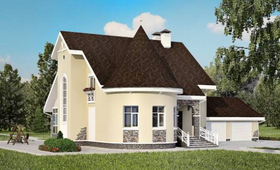 275-001-Л Проект двухэтажного дома мансардный этаж и гаражом, просторный загородный дом из кирпича Обнинск | Проекты домов от House Expert