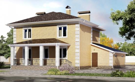 220-006-Л Проект двухэтажного дома и гаражом, средний загородный дом из пеноблока Людиново | Проекты домов от House Expert