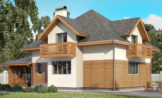 155-004-П Проект двухэтажного дома мансардой, гараж, небольшой дом из газосиликатных блоков Малоярославец | Проекты домов от House Expert