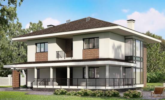 275-002-П Проект двухэтажного дома, гараж, современный коттедж из кирпича Ермолино | Проекты домов от House Expert