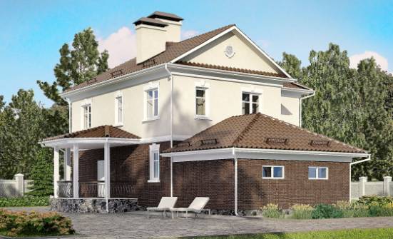 190-002-Л Проект двухэтажного дома и гаражом, классический домик из твинблока Балабаново | Проекты домов от House Expert
