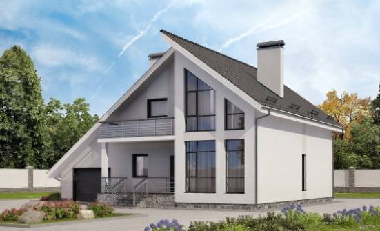 200-007-Л Проект двухэтажного дома мансардой и гаражом, красивый коттедж из арболита Калуга | Проекты домов от House Expert
