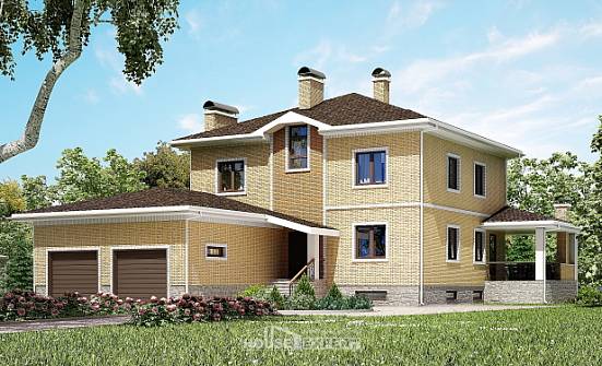 350-002-Л Проект трехэтажного дома, гараж, уютный дом из кирпича Ермолино | Проекты домов от House Expert