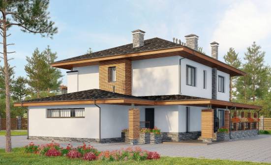 305-001-П Проект двухэтажного дома и гаражом, огромный домик из бризолита Таруса | Проекты домов от House Expert
