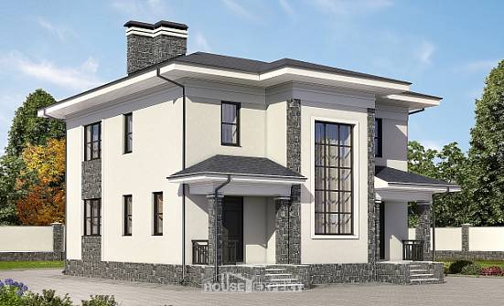 155-011-П Проект двухэтажного дома, экономичный коттедж из теплоблока Калуга | Проекты домов от House Expert