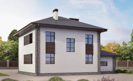 185-004-Л Проект двухэтажного дома, гараж, классический домик из газобетона Малоярославец | Проекты домов от House Expert