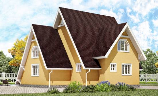155-008-П Проект двухэтажного дома мансардой, доступный дом из дерева Балабаново | Проекты домов от House Expert