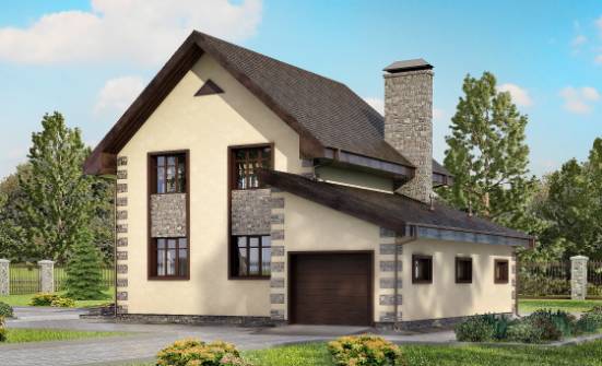 160-004-П Проект двухэтажного дома и гаражом, небольшой коттедж из твинблока Малоярославец | Проекты домов от House Expert