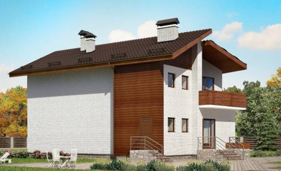 180-009-П Проект двухэтажного дома с мансардой, современный коттедж из кирпича Людиново | Проекты домов от House Expert
