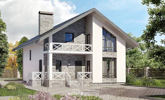 155-001-Л Проект двухэтажного дома с мансардным этажом, гараж, бюджетный домик из блока Балабаново | Проекты домов от House Expert