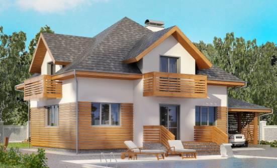 155-004-П Проект двухэтажного дома мансардой, гараж, небольшой дом из газосиликатных блоков Малоярославец | Проекты домов от House Expert