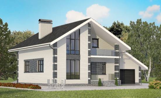 180-001-П Проект двухэтажного дома с мансардой и гаражом, классический дом из арболита Малоярославец | Проекты домов от House Expert