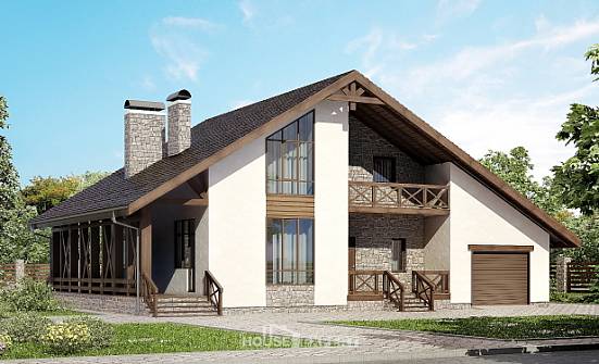 265-001-П Проект двухэтажного дома с мансардным этажом и гаражом, классический дом из пеноблока Балабаново | Проекты домов от House Expert
