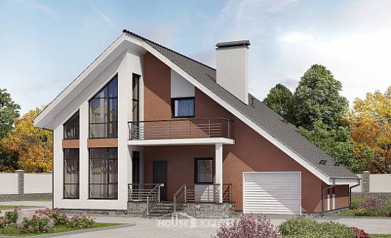 200-007-П Проект двухэтажного дома мансардный этаж, гараж, уютный дом из пеноблока Ермолино | Проекты домов от House Expert