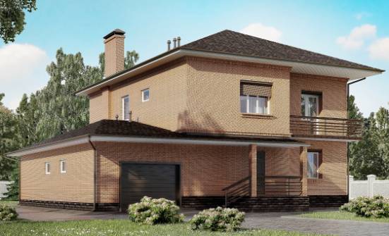 245-003-Л Проект двухэтажного дома и гаражом, просторный коттедж из кирпича Людиново | Проекты домов от House Expert