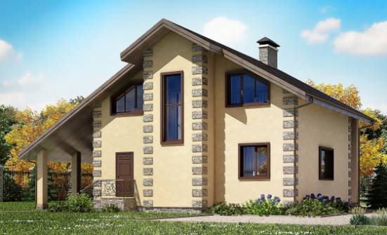 150-003-П Проект двухэтажного дома мансардой, гараж, уютный домик из арболита Малоярославец | Проекты домов от House Expert