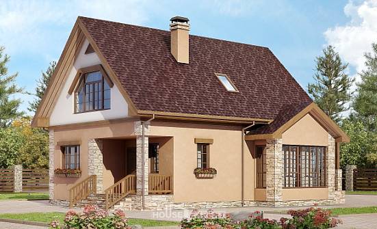 140-002-П Проект двухэтажного дома мансардой, небольшой загородный дом из газобетона Малоярославец | Проекты домов от House Expert