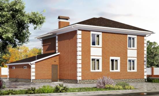220-004-Л Проект двухэтажного дома, гараж, средний домик из кирпича Малоярославец | Проекты домов от House Expert