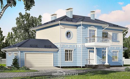 285-003-Л Проект двухэтажного дома, гараж, классический коттедж из кирпича Калуга | Проекты домов от House Expert