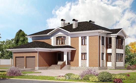 520-002-Л Проект трехэтажного дома и гаражом, современный загородный дом из твинблока Калуга | Проекты домов от House Expert