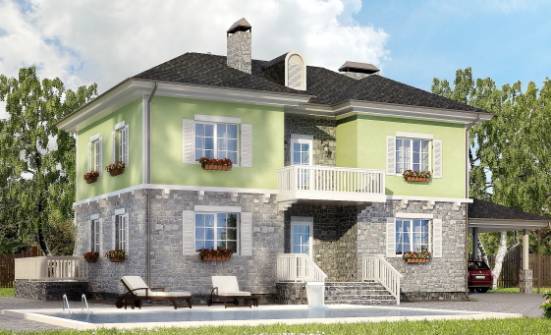 155-006-П Проект двухэтажного дома и гаражом, классический коттедж из бризолита Калуга | Проекты домов от House Expert