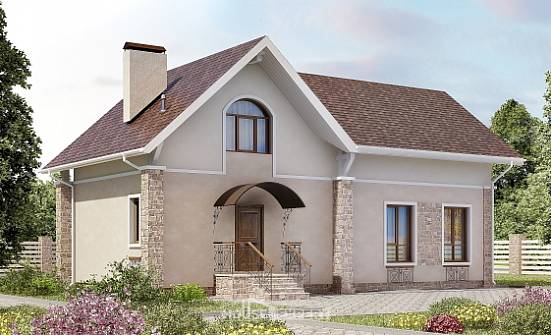 150-012-Л Проект двухэтажного дома мансардный этаж, простой домик из арболита Балабаново | Проекты домов от House Expert