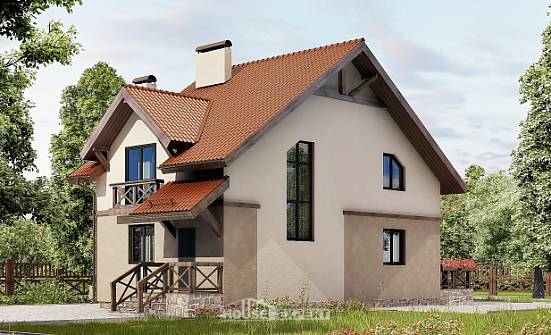 120-003-Л Проект двухэтажного дома с мансардным этажом, бюджетный коттедж из газобетона Боровск | Проекты домов от House Expert