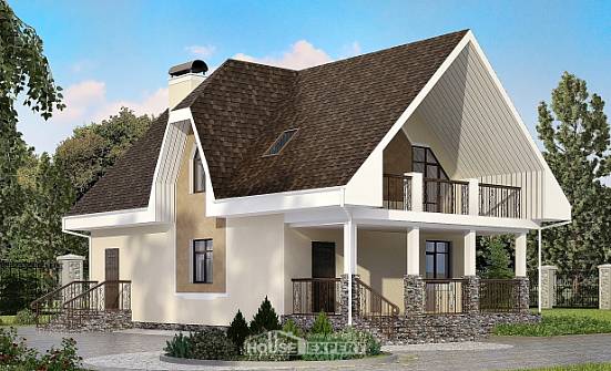 125-001-Л Проект двухэтажного дома мансардой, классический дом из керамзитобетонных блоков Балабаново | Проекты домов от House Expert