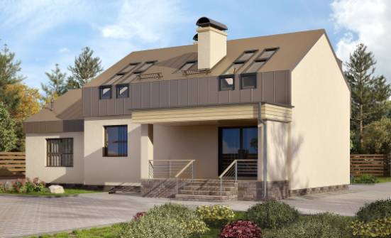 150-015-Л Проект двухэтажного дома мансардный этаж и гаражом, уютный домик из блока Ермолино | Проекты домов от House Expert