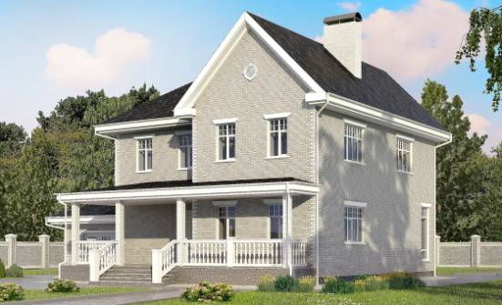 190-001-Л Проект двухэтажного дома и гаражом, классический дом из кирпича Козельск | Проекты домов от House Expert
