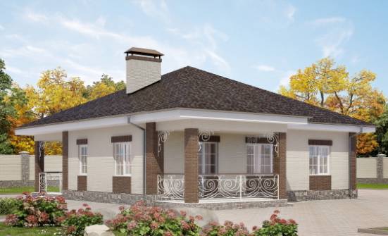 100-004-Л Проект одноэтажного дома, доступный загородный дом из теплоблока Обнинск | Проекты домов от House Expert