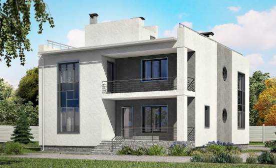 255-001-П Проект двухэтажного дома и гаражом, огромный дом из теплоблока Малоярославец | Проекты домов от House Expert