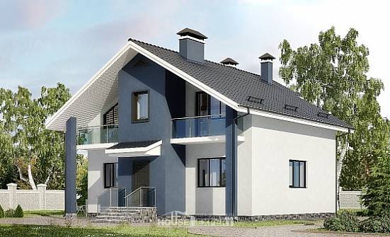 150-005-П Проект двухэтажного дома мансардой, компактный домик из пеноблока Малоярославец | Проекты домов от House Expert