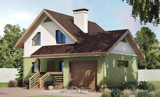 120-002-П Проект двухэтажного дома мансардой, гараж, уютный дом из пеноблока Балабаново | Проекты домов от House Expert