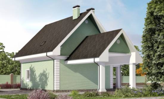 140-003-Л Проект двухэтажного дома с мансардой, гараж, скромный домик из теплоблока Балабаново | Проекты домов от House Expert