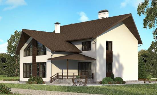 300-002-П Проект двухэтажного дома с мансардой и гаражом, огромный загородный дом из пеноблока Боровск | Проекты домов от House Expert