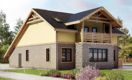 180-011-П Проект двухэтажного дома мансардой и гаражом, простой загородный дом из арболита Козельск | Проекты домов от House Expert