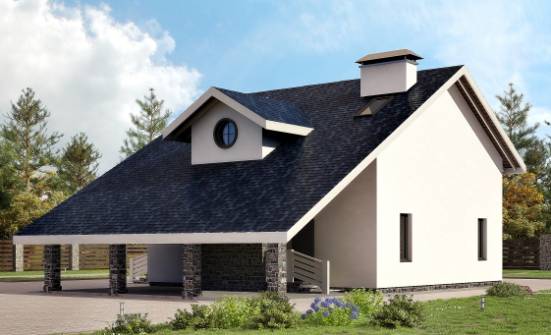 155-010-П Проект двухэтажного дома с мансардой, гараж, бюджетный домик из бризолита Балабаново | Проекты домов от House Expert