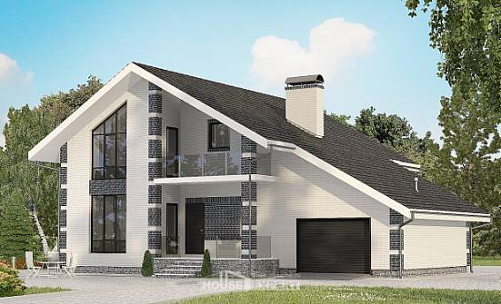 180-001-П Проект двухэтажного дома с мансардой и гаражом, классический дом из арболита Малоярославец | Проекты домов от House Expert