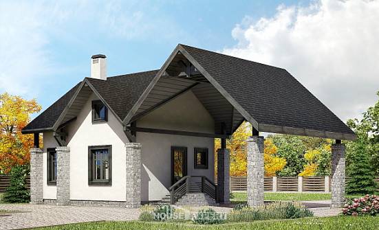 060-001-П Проект двухэтажного дома с мансардным этажом, гараж, маленький домик из арболита Боровск | Проекты домов от House Expert
