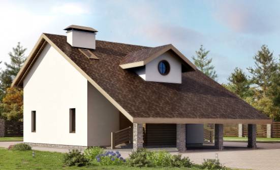 155-010-Л Проект двухэтажного дома с мансардой, гараж, компактный домик из теплоблока Обнинск | Проекты домов от House Expert