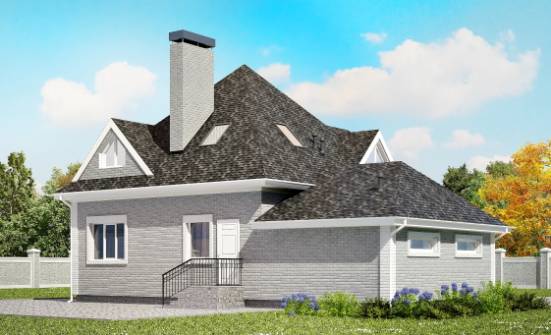 135-001-Л Проект двухэтажного дома с мансардой, гараж, небольшой домик из кирпича Калуга | Проекты домов от House Expert