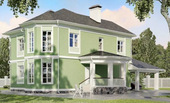 170-001-Л Проект двухэтажного дома, гараж, современный домик из арболита Людиново | Проекты домов от House Expert