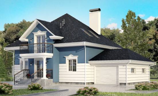 180-002-П Проект двухэтажного дома с мансардой, гараж, современный коттедж из кирпича Таруса | Проекты домов от House Expert